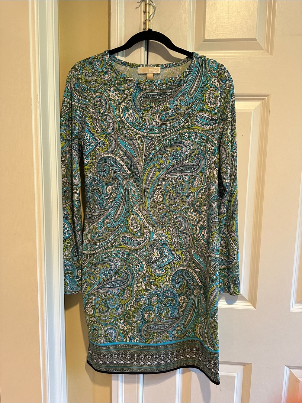 MICHAEL Michael Kors Paisley Shift Dress Teal Green Size S